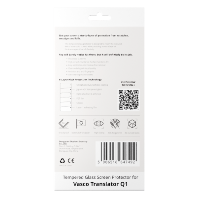 Skärmskydd i härdat glas för Vasco Translator Q1
